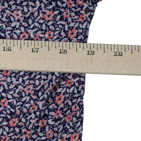 Rose and Thyme Floral Blouse Women Medium Blue Multi V Neck Tie Sleeve Top - Picture 6 of 8